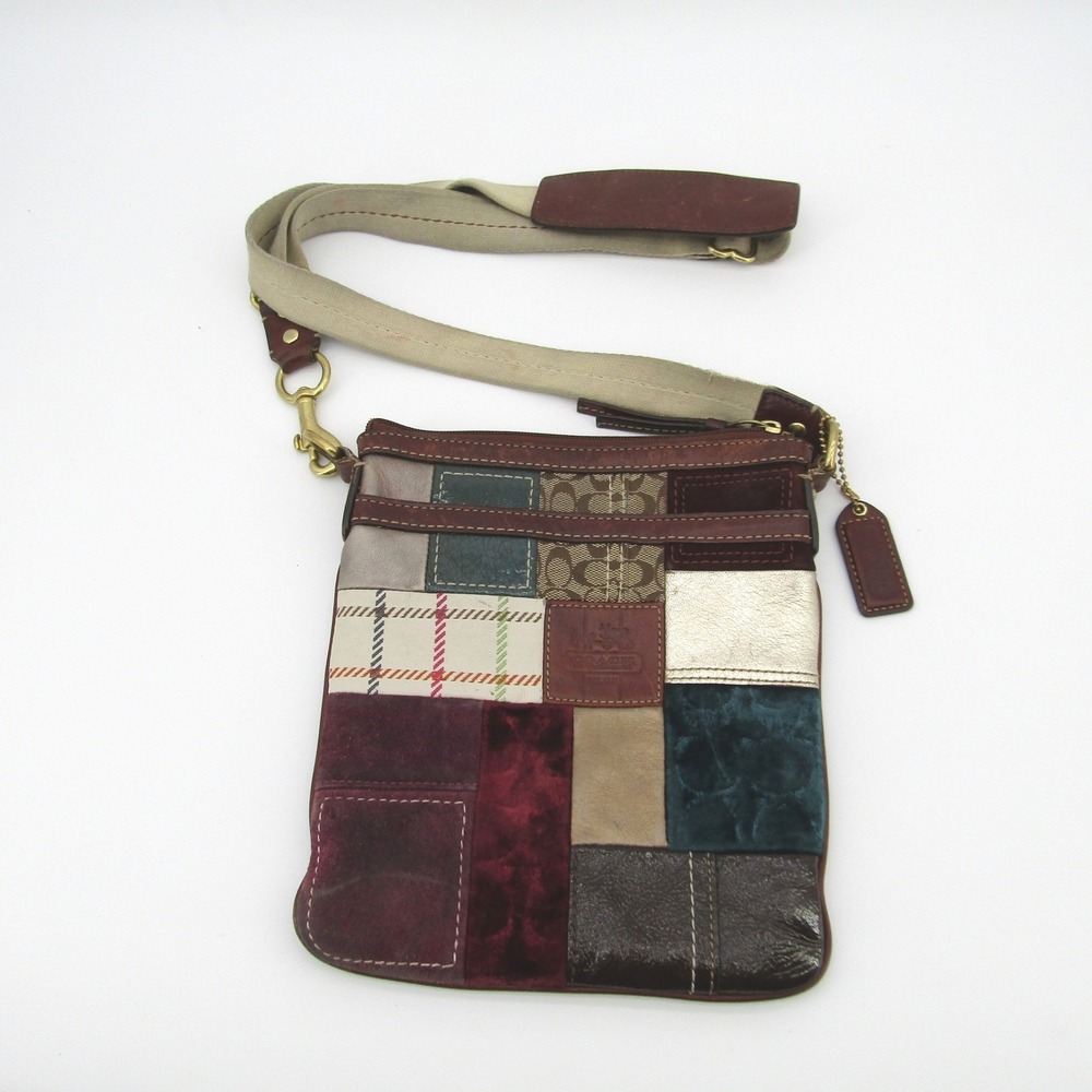 Coach Patchwork Crossbody Bag Multi Leather Suede Canvas 60773-40929 Small Purse